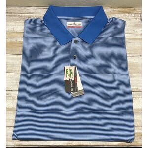 Grand Slam Performance‎ Big & Tall  Blue Striped Golf Polo Shirt, XXL tall.